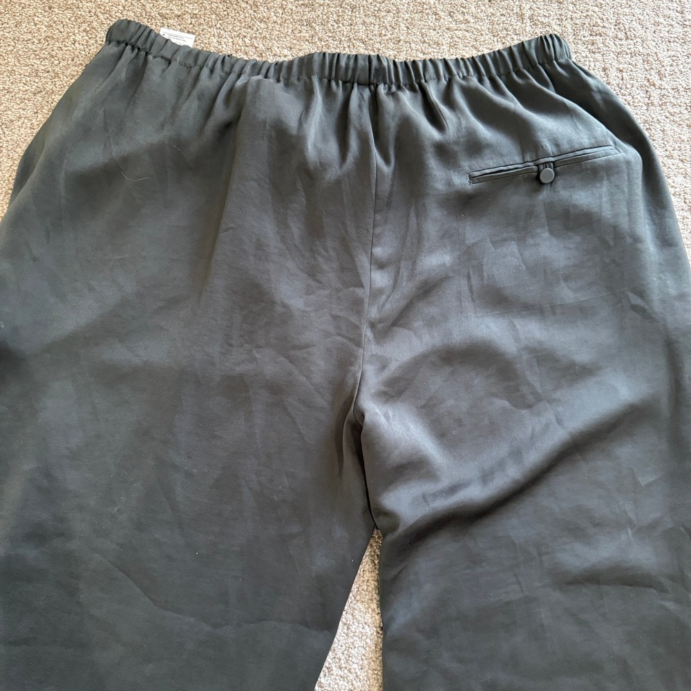 Vince Satin Fluid Bias Cut Wide Leg Drawstring Pants Green Grey XL Minimal - Picture 12 of 12